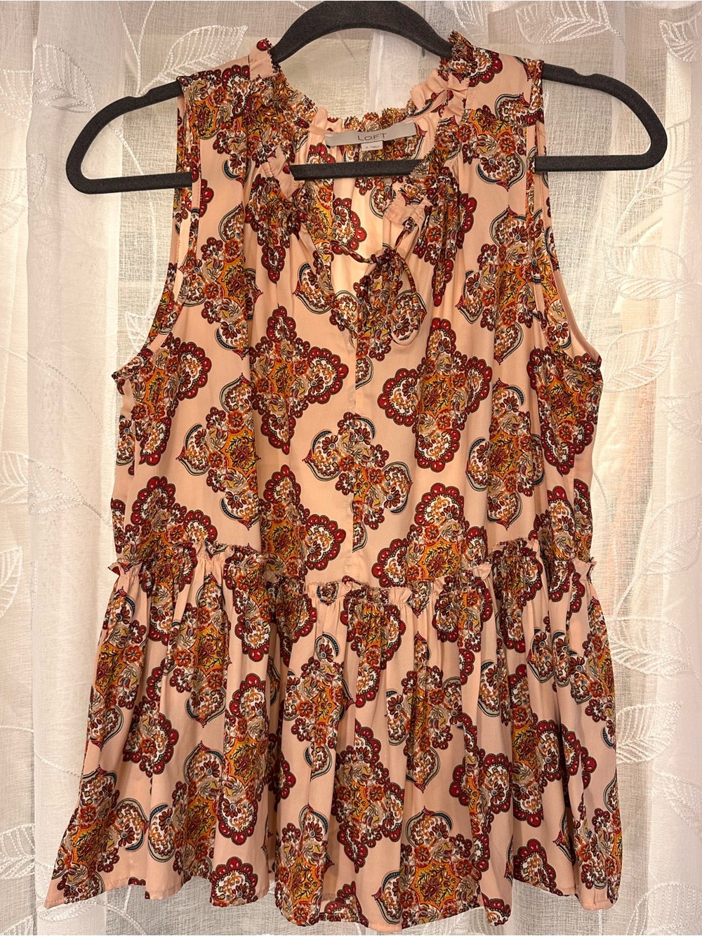 LOFT Pink Paisley-Print Peplum Camisole - Picture 1 of 6